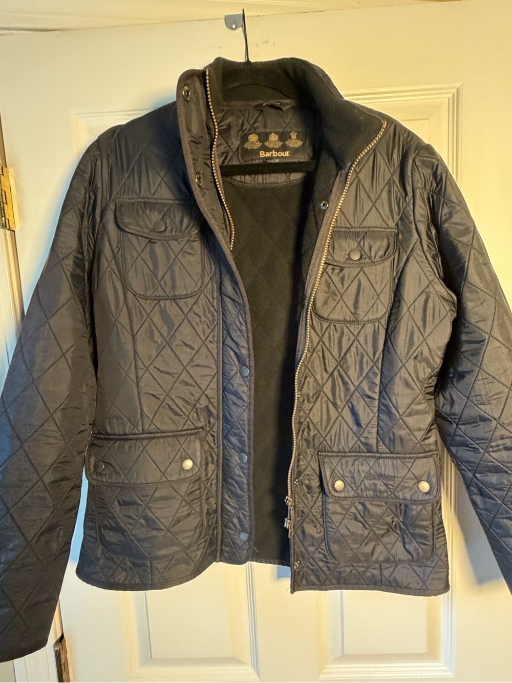 Barbour Black Utility Polarquilt Fleece Lined Quilted Jacket | US 8